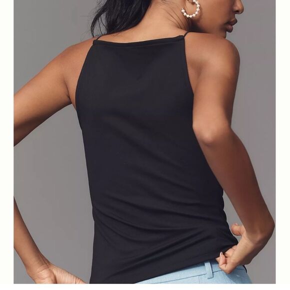 NWT Maeve Anthropologie black square neck tank top size xs - Picture 3 of 10